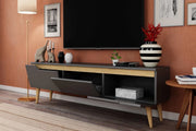 Mana TV Stand with Solid Wood Legs & Elegant Cabinet Storage