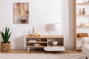 Mindy TV Stand with Contrasting Accent Doors & Sleek Tapered Legs