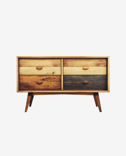 Solid Wood TV Stand with Storage Drawers Design