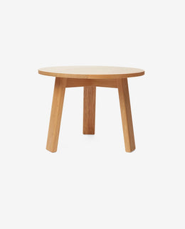 Round Wooden Coffee Table with Carved Pedestal