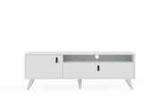 Full Moon TV Stand with Premium Industrial Metal Legs & Dual Drawers