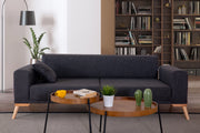 Babil Cream Linen Sofa Set with Sofa Bed Function