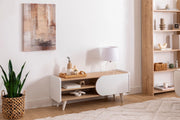 Mindy TV Stand with Contrasting Accent Doors & Sleek Tapered Legs