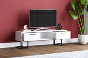 Full Moon TV Stand with Premium Industrial Metal Legs & Dual Drawers