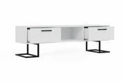Full Moon TV Stand with Premium Industrial Metal Legs & Dual Drawers