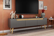 Mana TV Stand with Solid Wood Legs & Elegant Cabinet Storage