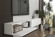 Espanse Low-Profile TV Stand with Geometric Media Shelving