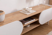 Mindy TV Stand with Contrasting Accent Doors & Sleek Tapered Legs