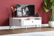 Full Moon TV Stand with Premium Industrial Metal Legs & Dual Drawers