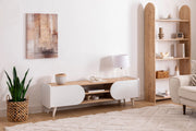 Mindy TV Stand with Contrasting Accent Doors & Sleek Tapered Legs