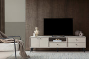 Solina TV Stand with Modern Matte Black Legs & Minimalist Storage