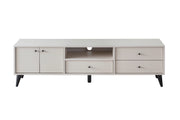 Solina TV Stand with Modern Matte Black Legs & Minimalist Storage