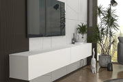 Espanse Low-Profile TV Stand with Geometric Media Shelving