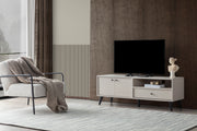 Solina TV Stand with Modern Matte Black Legs & Minimalist Storage