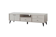 Solina TV Stand with Modern Matte Black Legs & Minimalist Storage
