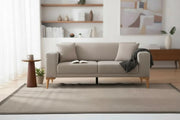Babil Cream Linen Sofa Set with Sofa Bed Function