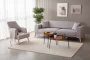 Babil Cream Linen Sofa Set with Sofa Bed Function