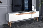 Mana TV Stand with Solid Wood Legs & Elegant Cabinet Storage