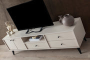 Solina TV Stand with Modern Matte Black Legs & Minimalist Storage