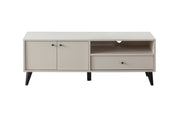 Solina TV Stand with Modern Matte Black Legs & Minimalist Storage