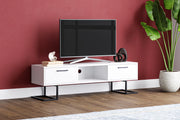 Full Moon TV Stand with Premium Industrial Metal Legs & Dual Drawers