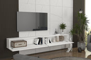 Espanse Low-Profile TV Stand with Geometric Media Shelving