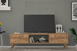 Aris TV Stand with Solid Wood Legs & Smooth Cabinet Storage