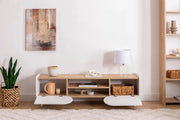 Mindy TV Stand with Contrasting Accent Doors & Sleek Tapered Legs