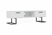 Full Moon TV Stand with Premium Industrial Metal Legs & Dual Drawers