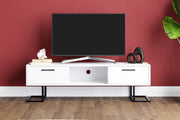 Full Moon TV Stand with Premium Industrial Metal Legs & Dual Drawers