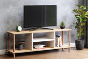 Tivo TV Stand with Premium White Doors & Solid Wood Legs