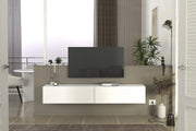 Espanse Low-Profile TV Stand with Geometric Media Shelving
