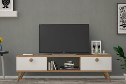 Emre TV Stand with Premium Cabinet Doors & Wood-Look Tapered Legs