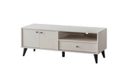 Solina TV Stand with Modern Matte Black Legs & Minimalist Storage