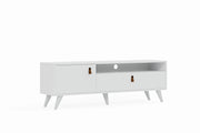 Full Moon TV Stand with Premium Industrial Metal Legs & Dual Drawers