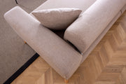 Babil Cream Linen Sofa Set with Sofa Bed Function