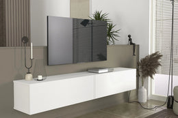 Espanse Low-Profile TV Stand with Geometric Media Shelving