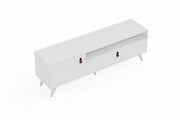 Full Moon TV Stand with Premium Industrial Metal Legs & Dual Drawers