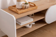 Mindy TV Stand with Contrasting Accent Doors & Sleek Tapered Legs