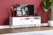 Full Moon TV Stand with Premium Industrial Metal Legs & Dual Drawers