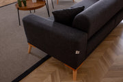 Babil Cream Linen Sofa Set with Sofa Bed Function