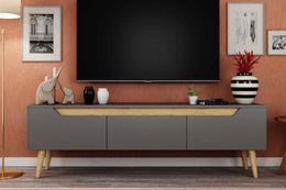 Mana TV Stand with Solid Wood Legs & Elegant Cabinet Storage